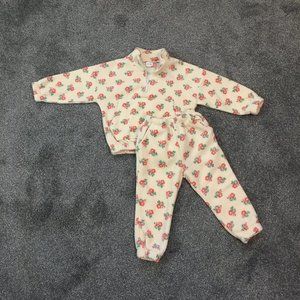 Smitn Bebe cream with flowers 1/4 zip fleece sweatshirt and joggers